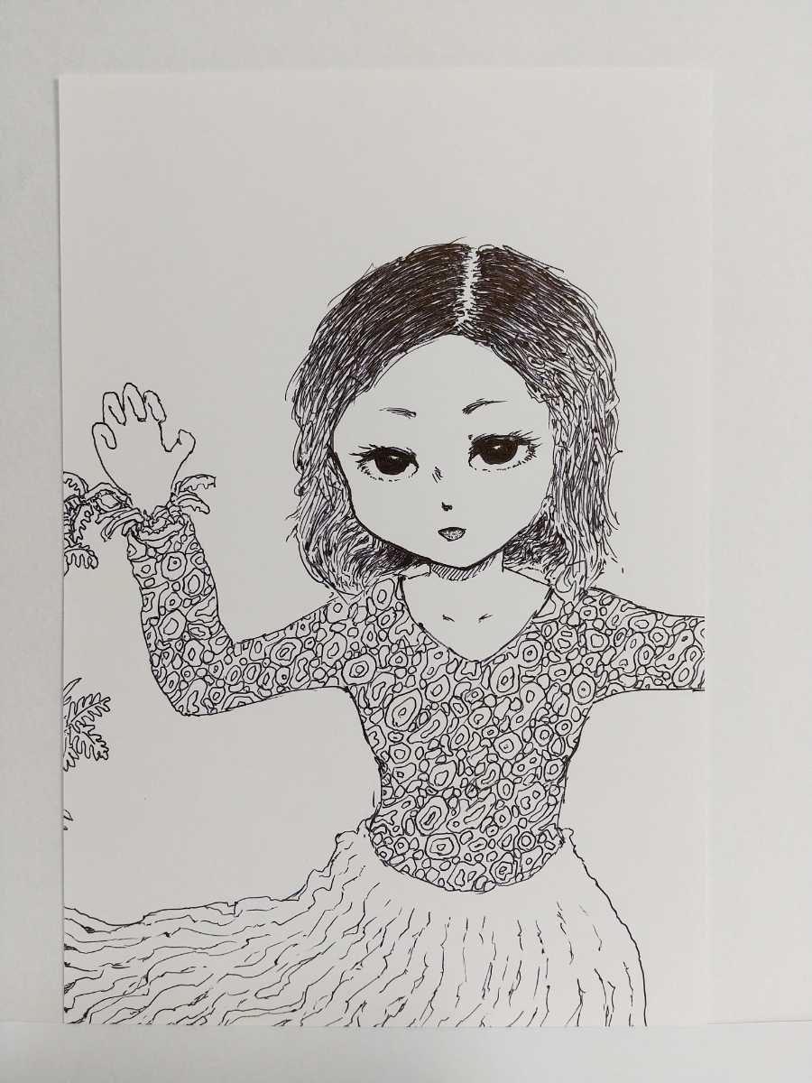 original illustration Hand-Drawn artwork illustration baa~ girl self-made original drawing monochrome analog art handmade interior black and white illustration, comics, anime goods, hand drawn illustration