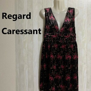 Regard Caressant★リガードクレッシェンド★フラワープリント ベロア ノースリーブ ワンピース★サイズM　5-73　