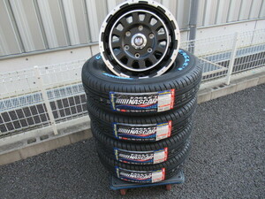 BLEST BAHNS TECH DH-STREAM 15x6.0 +45 6-139.7 semi gloss black GOODYEAR NASCAR 195/80R15 set E25 E26 NV350 Caravan 