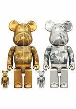 【新品未開封】BE@RBRICK BAPE(R) CAMO SHARK 100％ & 400％ GOLD／SILVER_画像1