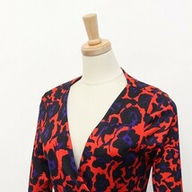 美品◆DIANE von FURSTENBERG/ダイアンフォン ファステンバーグ NEW JULIAN TWO MINI 総柄 シルクジャージー ラップワンピース 2_画像3