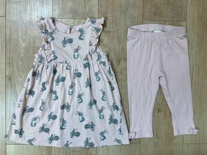  включая доставку H&M заяц рисунок One-piece туника оборка 9-12months., розовый. леггинсы 6-9months лента регистрация название нет уход за детьми . тоже размер 80