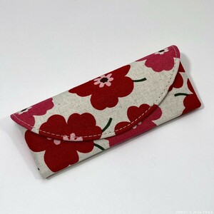 [ new goods / prompt decision / postage 230 jpy / gift packing ] glasses case compact hard case Northern Europe anemone retro red pink JT-74 20608-3