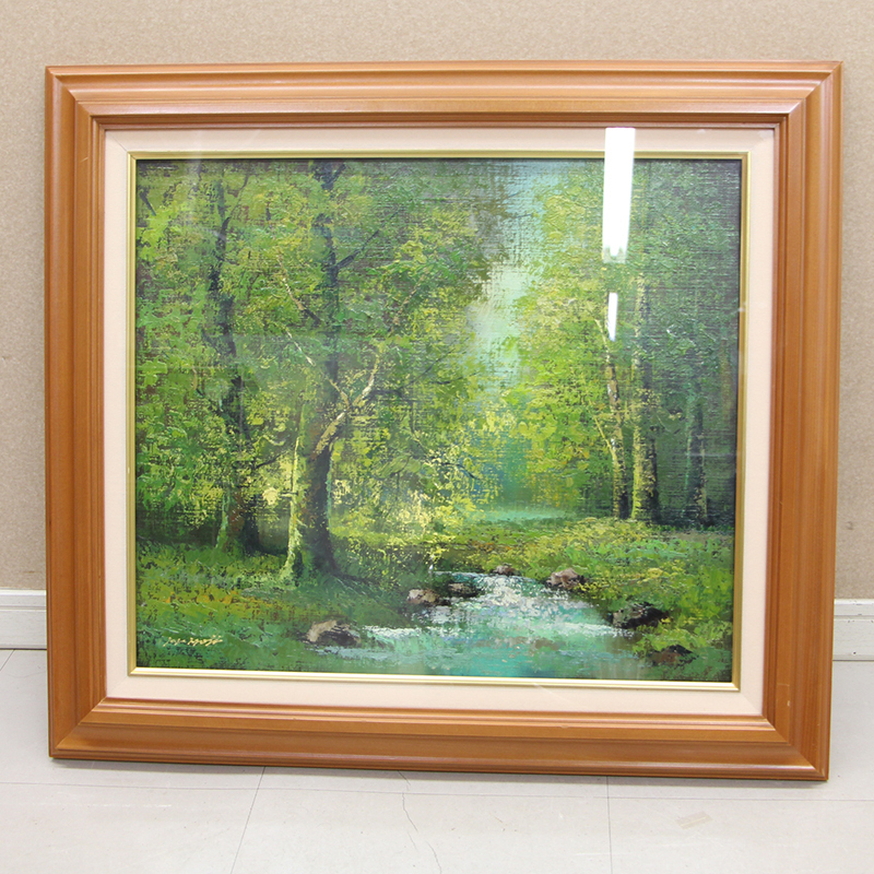 Hakuga Mineshiro Landscape Painting F10 No. 10 Oil Painting Authenticity Guaranteed Framed Glass, painting, oil painting, Nature, Landscape painting