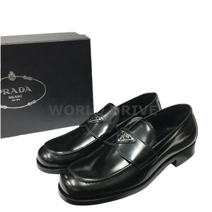  новый товар размер 8 PRADA треугольник Logo кожа Loafer 