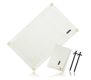 gomaph 焚き火シート 93×60cm スパッタシート ライトグレー 耐火 耐熱 防炎 収納袋・鍛造ペグ付き