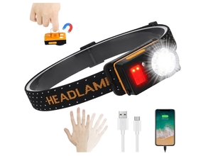 GeekMacro LEDヘッドライト USB充電式 白&赤LED 1000ルーメン 実用点灯10時間 防水 新品 送料込