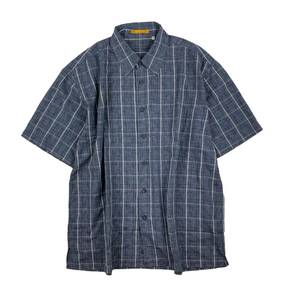 B/ LANCEL ランセル 半袖 チェック シャツ サマーニット シャツ SIZE:L / グレー系 / コットン100% / 福助