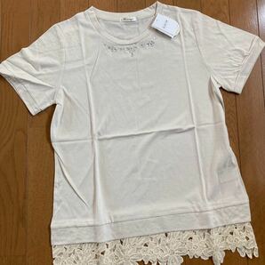 【未使用】半袖カットソーフリルTシャツベージュ