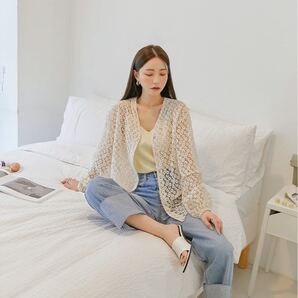 コモンユニーク カーディガン シースルー 花柄