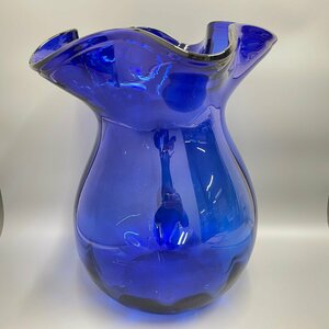 ■□[1] ガラス製 花瓶 フラワーベース インテリア 青 ブルー 高さ42.0cm□■