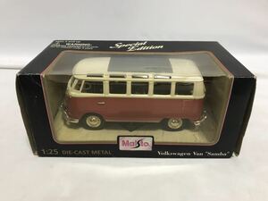 Maisto Volkswagen Van Samba フォルクスワーゲン 1/25 DIE-CAST METAL 赤 レッド 模型 現状 ジャンク扱い T2013115