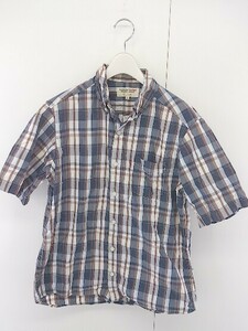 ◇ ◎ Levi's REDTAB リーバイス チェック 半袖 シャツ サイズL ダークグレー ブラウン マルチ メンズ