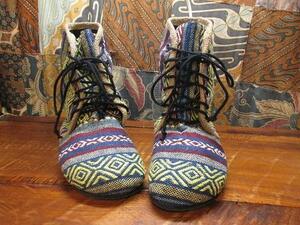 〓 新品 〓 ゲリ 編み上げブーツ　〓　ゲリコットン　エスニック　アジアン　アジア　靴　シューズ　おしゃれ　〓AJ325
