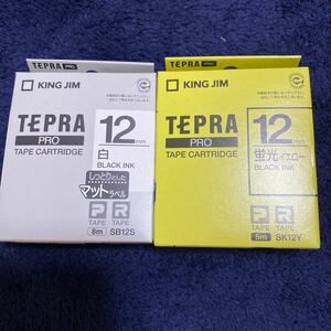 「テプラ」PROテープカートリッジ SK12Y 12mm （蛍光色・黄・黒文字）
