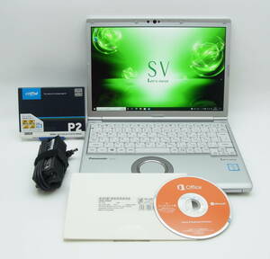 Panasonic Let's note CF-SV7・第８世代・Core i5-8350U・12.1型WUXGA・新品SSD 500GB・メモリ8GB・ Win10・Office2016(未開封)・DVDマルチ