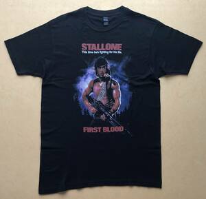 ランボー(FIRST BLOOD) 丸首Tシャツ tultex Lサイズ ブラック　シルヴェスター・スタローン　Sylvester Stallone