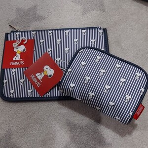 しまむら×スヌーピー☆白×ネイビー☆フラットポーチ&ポーチ☆新品未使用