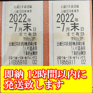 即納 近鉄 株主優待乗車券 乗車券 2枚 近畿日本鉄道 有効期限7月31日