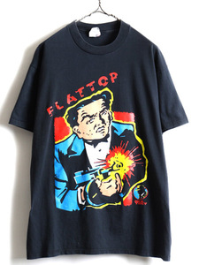 90s USA製 ★ ディック トレイシー フラットトップ プリント 半袖 Tシャツ ( メンズ XL ) 古着 90年代 DICK TRACY オフィシャル キャラ 黒