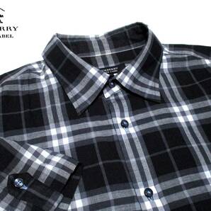 極美品 バーバリーブラックレーベル ブルーホース刺繍 ノバチェック総柄 柔らかコットン生地 シャツ サイズ M(2)の画像2