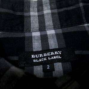 極美品 バーバリーブラックレーベル ブルーホース刺繍 ノバチェック総柄 柔らかコットン生地 シャツ サイズ M(2)の画像6