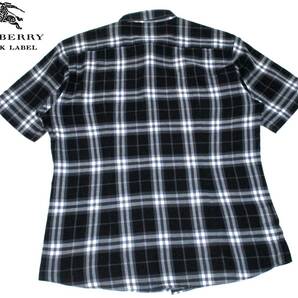 極美品 バーバリーブラックレーベル ブルーホース刺繍 ノバチェック総柄 柔らかコットン生地 シャツ サイズ M(2)の画像3