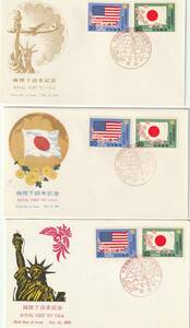 ＦＤＣ　１９７５年　　両陛下訪米記念　　２０円２貼　３通Ｂ　　ＪＰＡ－ＮＣＣ－ＪＰＳ