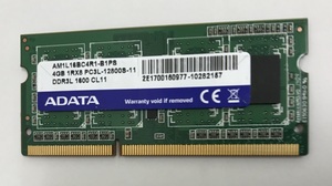 ADATA PC3L-12800S 4GB , DDR3L-1600 4GB DDR3L ノートパソコン用メモリ 中古メモリ　動作確認済み
