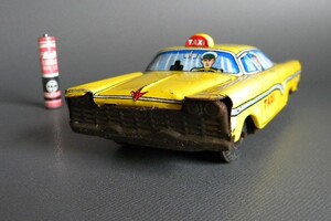 当時物 60's ★★TAXI YELLOW CAB アメ車 !! タクシー 日本製ブリキ 作動良好 プリント 旧車「定形外/LP可」★★未使用 デッドストック品