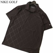 NIKE GOLF ナイキ ゴルフ 春夏 半袖 DRI-FIT 吸汗速乾★ ロゴ刺繍 ストレッチ ポロシャツ Sz.XL　メンズ 茶色 大きいサイズ　C2T05908_6#A_画像1