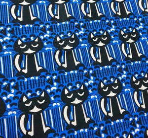 *う早この布・綿麻キャンバス生地・ねこ柄・生地幅×50㎝