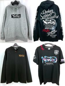 【1円～】Norton ノートン 4点セット 刺繍 パーカー Tシャツ ニット メンズ 長袖 半袖 サイズXL 黒 ブラック グレー 