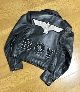 [80s BOY LONDON] back design Short Double Rider's Vintage leather jacket S black 80 period USA bookbinding leather Boy London 