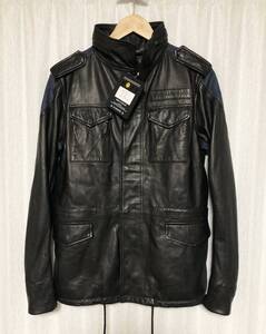 未使用☆[daboro] 定価102,600 LEATHER×DENIM M65 デニム切替 ミリタリーレザージャケット 3 M ブラック インディゴ 羊革 ダボロ