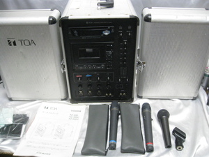 TOA ポータブルアンプ KZ-30DC 移動用PAアンプ WM-1210 DM-1300US マイク3本付き 現状品