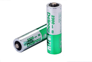 DELIPOW 単3形1.2V 2300mAh充電式ニッケル水素電池と充電器セット 高品質 三ヶ月安心保証付き（電池2本、充電器1個）800-0125+800-0123-02B