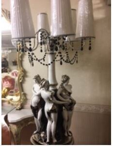  Italy import antique style white shade lamp 6 light white shade fro Alain p floor stand lamp 