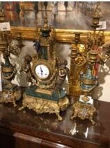 イタリア輸入ゴージャスゴールド色天使の置時計とキャンドルスタンドセットエンジェルの置時計_画像1
