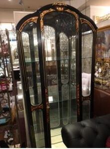 イタリア輸入アンティーク調バロック調ゴシック調ブラックコレクションケースガラスケース飾り棚ショーケース食器棚