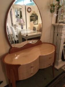  Country style Brown дерево из дерева туалетный столик выдвижной ящик 4 кубок мощный большой зеркало имеется!