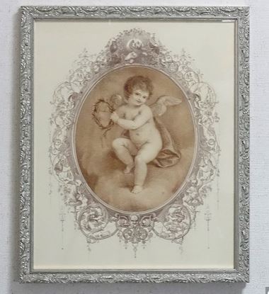 Antique Italian Import Baby Picture Cupid Picture Angel Picture Angel Picture, Artwork, Painting, graphic