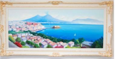 Imported from Italy, Ivory Gold Frame, Neapolitan Landscape Painting, Neapolitan Landscape Oil Painting, Neapolitan Landscape Oil Painting, Painting, Oil painting, Nature, Landscape painting