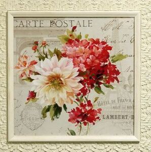 Art hand Auction Importado de Italia, estilo campestre francés, marco de madera blanca, marco de flor rosa roja, lindo marco de flores blancas, Obra de arte, Cuadro, gráfico