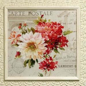 Art hand Auction Imported from Italy, French country style, white wood frame, red rose flower frame, cute flower white frame, artwork, painting, graphic