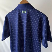 (新品) アンダーアーマー L 吸汗速乾 ストレッチ ポロシャツ L ネイビー x ホワイト ドット柄 UNDER ARMOUR サラサラ 半袖 シャツ UVカット_画像4