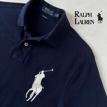ラルフローレン RALPH LAUREN ビッグポニー ポロシャツ SP 170/92A (日本Mサイズ) ネイビー x ホワイト ビックポニー 半袖 鹿の子 シャツ_画像2