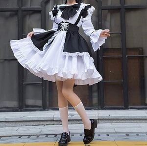 メイド服 XLサイズ コスプレ レディース メンズ ワンピース エプロン