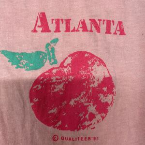 USA製 90s 半袖 プリント Tシャツ ピンク royal first class ビンテージ 汚れあり（洗濯済み Atlanta 91 ヴィンテージ 半袖Tシャツ