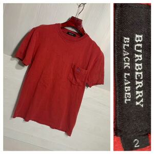 BURBERRY BLACK LABEL バーバリー　ブラックレーベル　三陽商会　半袖胸ポケットTシャツ　赤 2 M程　レッド
